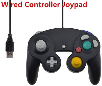 Hobbylane Voor Gamecube Pc Usb Bedraad Trillingen Controller Joypad Joystick Voor Nintend Gamepad Voor Ngc Gc Mac Computer Gamepad D29 zwart