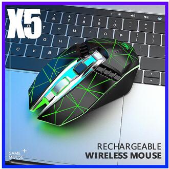 Hobbylane X5 Draadloze Gaming Muis Oplaadbare 500 Mah Batterij Bluetooth 3.0 + 5.0 + 2.4G Mouse Verstelbare Dpi Voor laptop Pc Mac D35 ster zwart