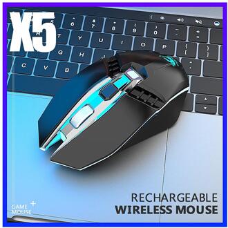 Hobbylane X5 Draadloze Gaming Muis Oplaadbare 500 Mah Batterij Bluetooth 3.0 + 5.0 + 2.4G Mouse Verstelbare Dpi Voor laptop Pc Mac D35 zwart