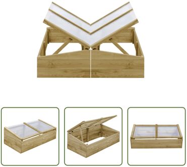 Hobbytuin Houten Kweekkassen - 100 x 50 x 25/35 cm - Naturel - Geïmpregneerd grenenhout - Met