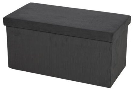 Hocker bank - poef XXL - opbergbox - donkergrijs - polyester/mdf - 76 x 38 x 38 cm - Poefs