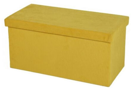 Hocker bank - poef XXL - opbergbox - geel - polyester/mdf - 76 x 38 x 38 cm - Poefs