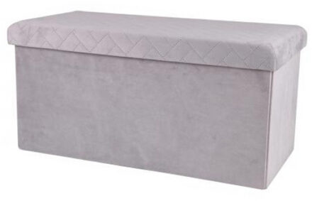 Hocker bank - poef XXL - opbergbox - lichtgrijs - polyester/mdf - 76 x 38 x 38 cm - Poefs