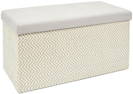 Hocker/poef opvouwbaar - beige/lichtgrijs - Fishbone - 76 x 38 cm