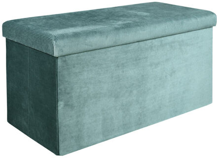 Hocker/poef opvouwbaar - blauw - Velvet - polyester/MDF - 76 x 38 cm