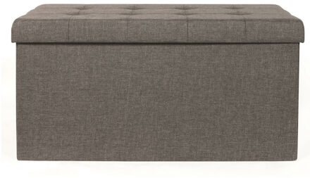 Hocker/poef opvouwbaar - donkergrijs - Chique - polyester - 76 x 38 cm