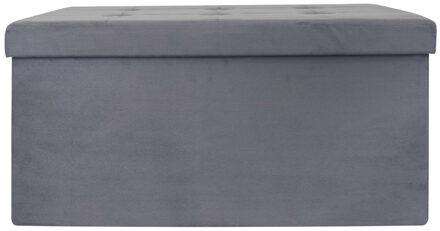 Hocker/poef opvouwbaar - grijs - Chique - polyester - 76 x 38 cm
