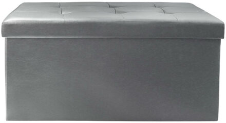 Hocker/poef opvouwbaar - grijs - Eccense - polyester/MDF - 76 x 38 cm
