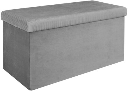 Hocker/poef opvouwbaar - grijs - Velvet - polyester/MDF - 76 x 38 cm