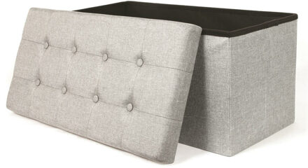 Hocker/poef opvouwbaar - lichtgrijs - Chique - polyester - 76 x 38 cm