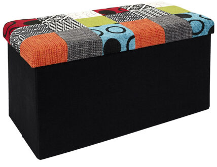 Hocker/poef opvouwbaar - Multi color Tile - MDF/polyester - 76 x 38 cm