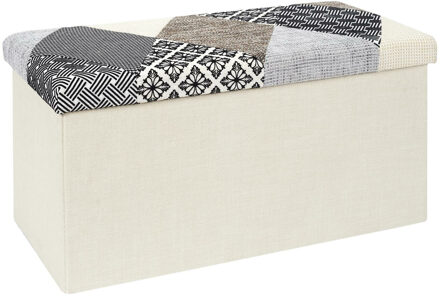 Hocker/poef opvouwbaar - multicolor - Lapjes - polyester - 76 x 38 cm