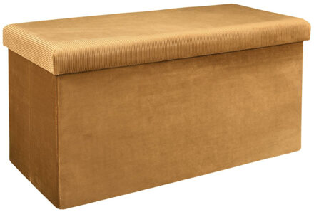 Hocker/poef opvouwbaar - okergeel - Velvet - polyester/MDF - 76 x 38 cm