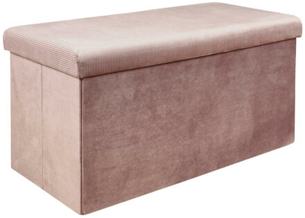Hocker/poef opvouwbaar - oud roze - Velvet - polyester/MDF - 76 x 38 cm