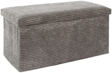 Hocker/poef - opvouwbaar - taupe - Cocoonen - MDF/polyester - 76 x 38 cm
