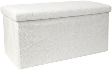 Hocker/poef opvouwbaar - wit - natuurlijk - MDF - 76 x 38 cm