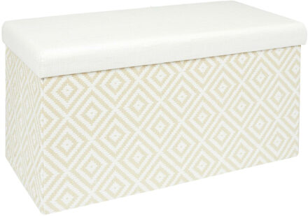 Hocker/poef opvouwbaar - wit/zwart - Truni - polyester - 76 x 38 cm