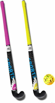 Hockey set - 2x sticks incl bal - 33 inch - in draagtasAA - indoor / outdoor - Hockeysets Geel