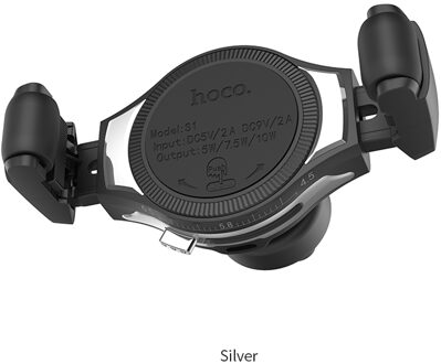 HOCO Auto Qi Draadloze Oplader 10W Fast Charging Stand voor iPhone X XS XR Samsung S9 Auto Roller Mount mobiele Telefoon Air Vent Houder zilver