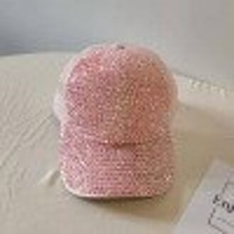 Hoed Dames Koreaanse Mode Lente Rhinestone Mesh Cap Vrouwen Persoonlijkheid Alle-Wedstrijd Vrouwelijke Baseball Caps Piekte Zon Hoeden Roze