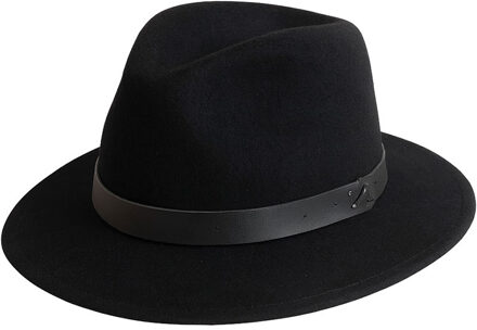 Hoed met leren band Blake  zwart - 56,58,61,