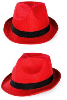 Hoed - Rood - Gleufhoed - Met zwarte rand