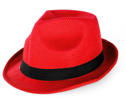 Hoed - Rood - Gleufhoed - Met zwarte rand