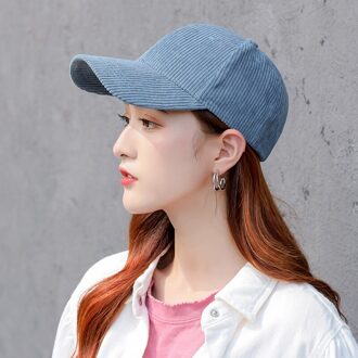 Hoed Vrouwelijke Koreaanse Versie Tij En Najaar Alle-Match Baseball Corduroy Ins Populaire Logo Lente Vrouwen Mode Vrouwen 'S Cap Blauw