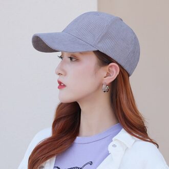 Hoed Vrouwelijke Koreaanse Versie Tij En Najaar Alle-Match Baseball Corduroy Ins Populaire Logo Lente Vrouwen Mode Vrouwen 'S Cap licht grijs