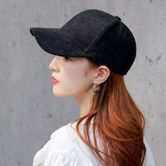 Hoed Vrouwelijke Koreaanse Versie Tij En Najaar Alle-Match Baseball Corduroy Ins Populaire Logo Lente Vrouwen Mode Vrouwen 'S Cap zwart