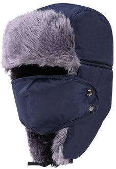 Hoed Winter Mannen Vrouwen Unisex Warme Dikke Zachte Outdoor Fietsen Winddicht Ski Gezicht Cover Hat Cap Fluwelen Dikker Paar hoed Mode Blauw