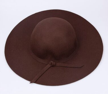 Hoeden voor Vrouwen Vintage Wolvilt Samenpersbare Wide Brim Cloche Floppy Top Caps bruin