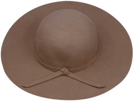 Hoeden voor Vrouwen Vintage Wolvilt Samenpersbare Wide Brim Cloche Floppy Top Caps khaki