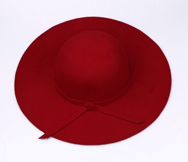 Hoeden voor Vrouwen Vintage Wolvilt Samenpersbare Wide Brim Cloche Floppy Top Caps rood