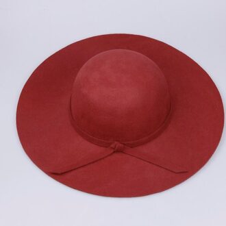 Hoeden voor Vrouwen Vintage Wolvilt Samenpersbare Wide Brim Cloche Floppy Top Caps steen rood