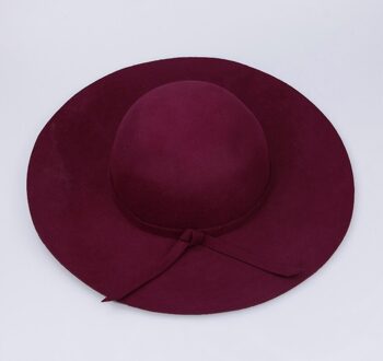 Hoeden voor Vrouwen Vintage Wolvilt Samenpersbare Wide Brim Cloche Floppy Top Caps wijn rood