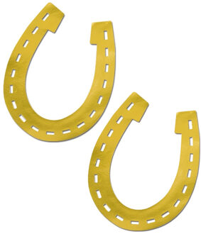 Hoefijzers decoratie goud van karton 43 cm - 2x - Western wilde westen cowboy thema