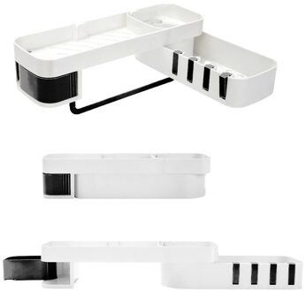 Hoek Douche Plank Badkamer Muur Plank Badkamer Accessoires Shampoo Plank Houder Keuken Opslag Rack Organizer Wall Mounted wit en zwart