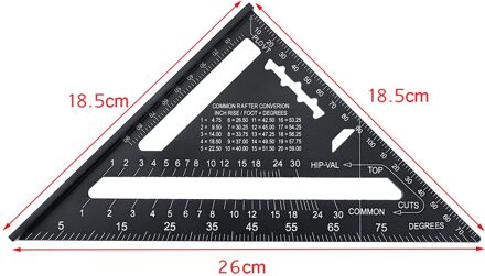 Hoek Heerser 7/12 Inch Metrische Aluminium Driehoekige Meten Heerser Houtwerk Snelheid Plein Driehoek Hoek Gradenboog 7duim