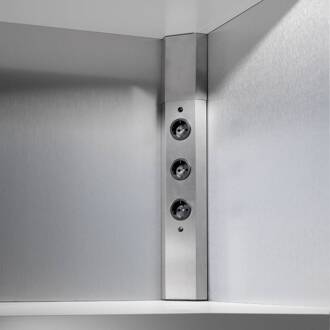 Hoek-stopcontactstrook Power, 3 per geborsteld roestvrij staal