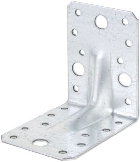 Hoekanker - Sendzimirverzinkt Staal - Extra Sterk Met Rib - 90x90x65mm - 12 Stuks