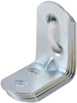 Hoekanker - Verzinkt Staal - Geribbeld Afgerond - 30x30x16mm - 4 Stuks