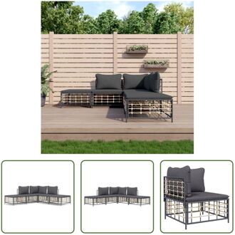 Hoekbank Antraciet Poly Rattan - 72x72x66 cm - Weerbestendig materiaal - Stevig stalen frame Grijs