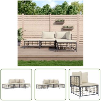 Hoekbank Antraciet Poly Rattan - 72x72x66 cm - Weerbestendig - Stevig Frame Grijs