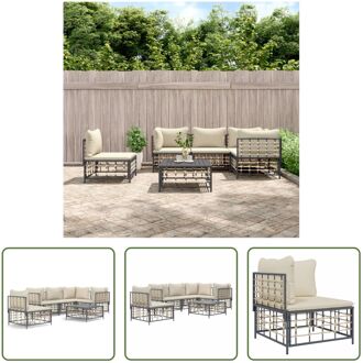 Hoekbank Antraciet Poly Rattan - 72x72x66cm - Weerbestendig en Comfortabel Grijs