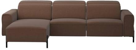 Hoekbank Dave Links - Elektrisch Verstelbaar - Billy Joe - Cognac - Stof - Bruin - 172x275x79 Cm