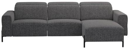 Hoekbank Dave Rechts - Elektrisch Verstelbaar - Chacha - Stof - Grijs - 172x275x79 Cm