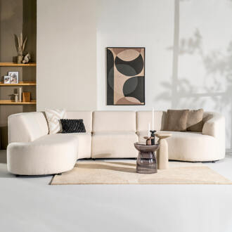 Hoekbank 'Denise' Links, Teddy, kleur Ivoor