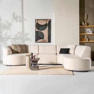 Hoekbank 'Denise' Rechts, Teddy, kleur Ivoor