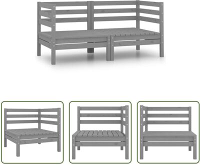 Hoekbank Grijs Massief Grenenhout 63.5 x 63.5 x 62.5 cm - Modulair Design